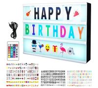 Caja de luz LED con cambio de color, caja de luz A4 con letras y emojis, caja de luz con cambio de color, caja de luz LED con mando a distancia, juego de caja de luz para bodas, fiestas de cumpleaños,