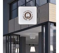 Caja de luz LED de doble cara redonda panel de luz publicitario logo doble cara letrero luminoso, ideal para restaurantes, hoteles, cafeterías, bares (50 x 50 cm)