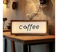 Caja de luz LED de neón de madera acrílica para café, luz nocturna para dormitorio, sala de estar, cafetería, tienda, bar, estudio, decoración de mesa de oficina, regalo para amigos, amantes