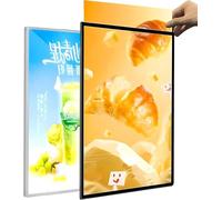 Caja de luz LED, marco publicitario ultra delgado, soporte de póster iluminado para restaurantes, bares, tiendas, cafeterías, pantalla de tamaño A4, tablero de menús