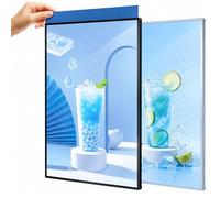 Caja de luz LED montada en la pared, marco de exhibición publicitario enchufable ultradelgado, marco de póster LED, alta definición y brillante, para restaurantes, bares, tienda black A2(43.5*60.1cm)