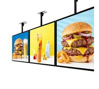Caja de luz LED para menú de pared, cartelera digital LED con poste telescópico, caja de luz colgante con marco a presión, cartel publicitario 3D, letrero publicitario para restaurante