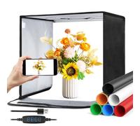 Caja de luz plegable de 30 cm, estudio fotográfico portátil con luces LED regulables y 4 fondos para joyas, cosméticos, fotografía de productos