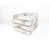 Caja de Madera Blanca Vintage Sam, Pino, 1 Unidad, Caja Almacenamiento, Caja Grande, Blanco Vintage, 50x40x30CM. Incluye Imán Personalizable de Regalo