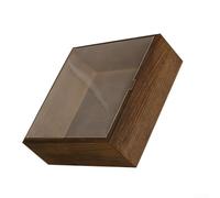 Caja de madera clásica con tapa transparente para mostrar y proteger objetos de valor, recuerdos de boda, fichas de bautizo (15 x 15 x 6 cm)