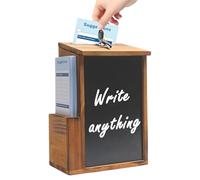 Caja de madera con cerradura, caja de sugerencia, buzón con pizarra y 50 tarjetas de propuesta, caja de reparto para escuela, oficina, hospital, propuesta, donación, boleta