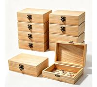 Caja De Madera Con Tapa 15x10x5cm - 10 Cajas Madera Pequeña Para Decorar, Cofre Del Tesoro De Madera Con Bisagras Para Almacenaje, Joyas, Regalos Y Manualidades DIY