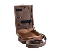Caja de madera de escritor Messenger | Caja de almacenamiento para herramientas de artista y pinceles en formato A5 | Bolso bandolera multiusos de madera de nogal, kit creativo de arte en caja de