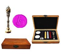 Caja de madera de lujo con diseño de hoja cerezo y pavo real invitaciones boda tarjetas regalo papel sellos de cera personalizado sello de cera para sellar cuchara de fusión caja de regalo de madera