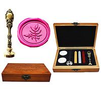 Caja de madera de lujo con diseño de hoja fina de bronce de pavo real para invitaciones boda tarjetas regalo papel papelería sellos personalizado con sello de cera para sellar y cuchara para derretir