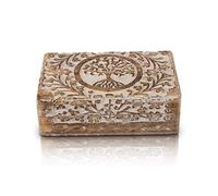 Caja de madera decorativa hecha a mano con diseño de árbol de la vida, organizador de joyas, caja de recuerdo, cofre del tesoro, caja de almacenamiento, caja de almacenamiento, 20 x 13 cm