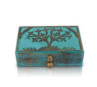 Caja de madera decorativa hecha a mano para regalo de cumpleaños, diseño de árbol de la vida, con cerradura y llave, caja de recuerdo, cofre del tesoro, caja de almacenamiento, 20,32 x 12,7 cm