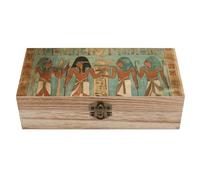 Caja de madera decorativa para guardar joyas con motivos de mujeres del Antiguo Egipto. Caja pequeña y multiusos para recuerdos, cofre del tesoro de viaje vintage para regalos de boda o aniversario.
