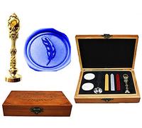 Caja de madera lujo plumas de lujo de oro rosa de metal pavo real invitaciones de boda tarjetas de regalo de papel inmóvil sello de cera palo fusión cuchara madera caja regalo Kit