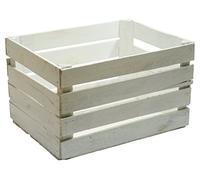 Caja de madera maciza con diseño, color blanco, estilo shabby caja para manazanas, vino o verduras