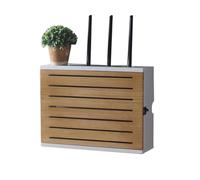 Caja de madera montada en la pared, estante de almacenamiento para gestión de cables sin taladro, oculta cables y enchufes, organizador de medios a prueba de polvo para oficina en casa