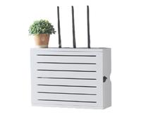 Caja de madera montada en la pared, estante de almacenamiento para gestión de cables sin taladro, oculta cables y enchufes, organizador de medios a prueba de polvo para oficina en casa