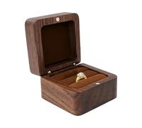 Caja de madera para anillos de boda, caja de joyería de cedro artesanal, vitrina rústica de primera calidad, cojín de satén, compartimento oculto, soporte del tesoro, soporte de fichas de voto listo