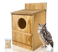 Caja de madera para búhos, casetas de búho para exteriores, adecuada para caja de anidación de búhos, búhos chillones y búhos de granero, fácil montaje, apertura circular, incluye tornillos de montaje