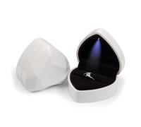 Caja de madera para guardar anillos, Caja for anillos con luz for propuesta de matrimonio, compromiso, exhibición joyas boda, multicolor, varios tamaños(B-white)