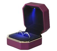 Caja de madera para guardar anillos, Caja for anillos con luz for propuesta de matrimonio, compromiso, exhibición joyas boda, multicolor, varios tamaños(Purple)