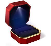 Caja de madera para guardar anillos, Caja for anillos con luz for propuesta de matrimonio, compromiso, exhibición joyas boda, multicolor, varios tamaños(Red)