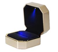Caja de madera para guardar anillos, Caja for anillos con luz for propuesta de matrimonio, compromiso, exhibición joyas boda, multicolor, varios tamaños(Gold)
