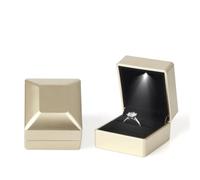 Caja de madera para guardar anillos, Caja for anillos con luz for propuesta de matrimonio, compromiso, exhibición joyas boda, multicolor, varios tamaños(C-gold)