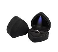 Caja de madera para guardar anillos, Caja for anillos con luz for propuesta de matrimonio, compromiso, exhibición joyas boda, multicolor, varios tamaños(B-black)