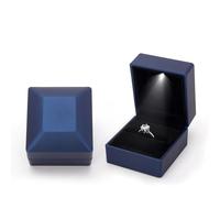 Caja de madera para guardar anillos, Caja for anillos con luz for propuesta de matrimonio, compromiso, exhibición joyas boda, multicolor, varios tamaños(C-blue)