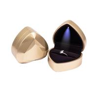 Caja de madera para guardar anillos, Caja for anillos con luz for propuesta de matrimonio, compromiso, exhibición joyas boda, multicolor, varios tamaños(B-gold)