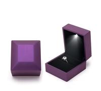 Caja de madera para guardar anillos, Caja for anillos con luz for propuesta de matrimonio, compromiso, exhibición joyas boda, multicolor, varios tamaños(C-purple)