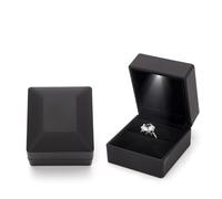 Caja de madera para guardar anillos, Caja for anillos con luz for propuesta de matrimonio, compromiso, exhibición joyas boda, multicolor, varios tamaños(C-black)