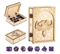 Caja de Madera para Guardar Dados, 7 Dados poliédricos, Estuche para Guardar de dragón, Accesorios para Noches de Juego de D&D, Contenedor para Juegos de Mesa, Regalos para Jugadores de fantasía