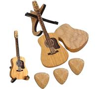 Caja de madera para guitarra acústica, soporte para púas de guitarra con 3 púas de guitarra, guarda púas de guitarra y también se puede utilizar como elemento decorativo,puas dunlop