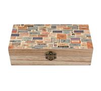 Caja de madera para papelería postal con tapa abatible, organizador de joyas hecho a mano, estuche de madera personalizado para recuerdos de fotos, joyas de boda, cofre decorativo, caja rústica