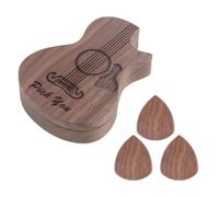 Caja de madera para púas de guitarra, portátil, soporte giratorio abierto para guitarristas principiantes