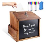 Caja de madera para sugerencias, caja de donaciones con cerradura con lápiz de pizarra de 8 colores y borrador no magnético, caja de dudas para escuela, oficina, hospital, propuesta, donación, boleta
