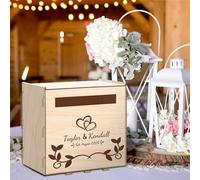 Caja de Madera para Tarjetas de Boda con Nombre de Pareja Personalizada, Caja para Correos de Compromiso, Caja para Tarjetas de Bautizo, Tarjetero para Sobres de Boda, Caja de Recuerdos para Bodas
