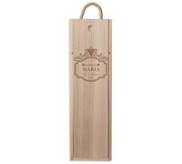 Caja de Madera para Vino con Asa, Diseño Nombre que queiras y fecha Bodegas Gran Reserva año que quieras, Natural, Tapa Deslizante, regalo, madre, padre, abuelo, amigo, amiga, pareja, san valetín