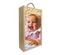 Caja de madera para Vino Personalizada con Fotos y Textos. Pon la Imagen y el Texto Que desees. (2 botellas)