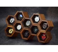 Caja de madera premium para relojes de hombre con 10 compartimentos - Hecha a mano con palisandro indio y diseño vintage de panal | Cojines de terciopelo hechos a mano | Regalo de lujo