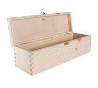 Caja de madera rectangular con tapa | 36 x 11 x 10 cm | Cierre de cierre | Almacenamiento rectangular de recuerdos | Madera de pino decorativa lisa sin pintar y sin tratar para manualidades Decoupage