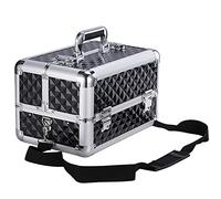 Caja de Maquillaje Grande, Esmalte de uñas, Joyas, cosméticos, Neceser de Belleza, Organizador de Joyas, Ligero, con Llave, Negro