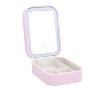 Caja de Maquillaje iluminada Elegante con Espejo LED y Pantalla táctil, Bolsa cosmética Rosada con Compartimentos Ajustables para Viaje y hogar, fit for Maquillaje Profesional