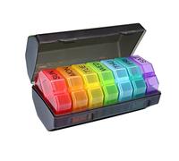 Caja de medicamentos, 28 compartimentos, de plástico, sellada, semanal, organizador de medicamentos, portátil, para 7 días