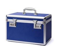 Caja de medicamentos con combinación, caja de almacenamiento de medicamentos con cerradura, caja de primeros auxilios vacía, organizador médico (blue)