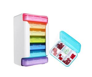 Caja de medicamentos grande pastillero portátil pastillero pastillero 7 días 6 compartimentos, pastillero organizador 7 días mañana mediodía noche organizador de píldoras grandes compartimentos