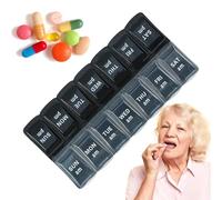 Caja de medicamentos portátil, organizador diario de píldoras,Planificador de medicina | Organizador de píldoras para 2 veces al día por la mañana/tarde, estuche de pastilla de viaje de 7