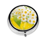 Caja de medicina de verano con margaritas florales y flores, organizador portátil de bolsillo para medicinas